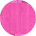 Round Machine Washable Abstract Pink Modern Rug, wshabs3078pnk