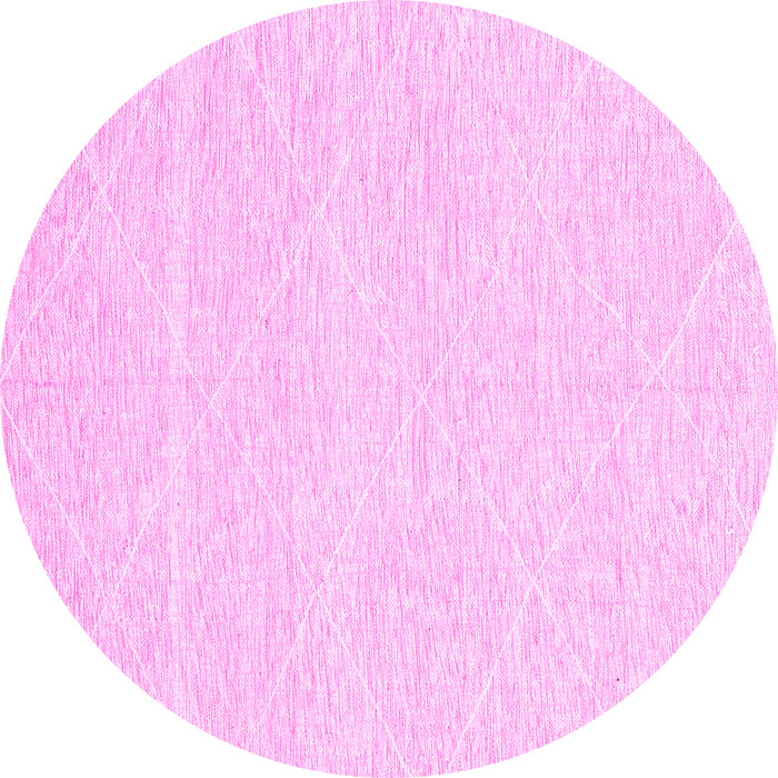 Round Machine Washable Solid Pink Modern Rug, wshabs3079pnk