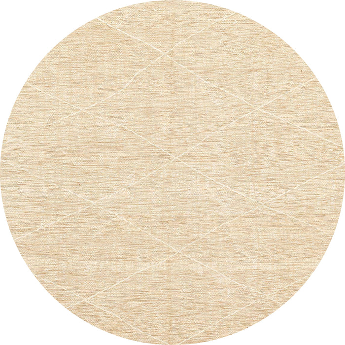 Round Abstract Yellow Solid Rug, abs3079