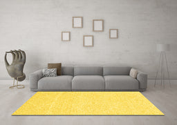 Machine Washable Solid Yellow Modern Rug in a Living Room, wshabs3079yw