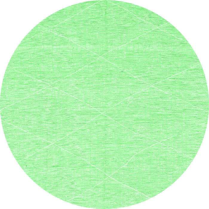 Round Machine Washable Solid Emerald Green Modern Area Rugs, wshabs3079emgrn