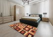 Abstract Red Modern Rug in a Bedroom, abs307