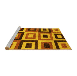 Sideview of Machine Washable Abstract Yellow Modern Rug, wshabs307yw