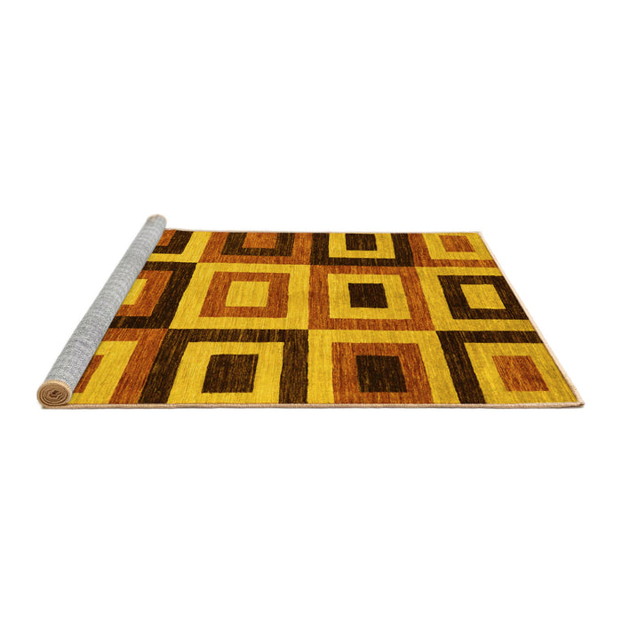 Sideview of Machine Washable Abstract Yellow Modern Rug, wshabs307yw