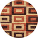 Round Abstract Red Modern Rug, abs307