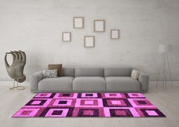 Machine Washable Abstract Purple Modern Area Rugs in a Living Room, wshabs307pur