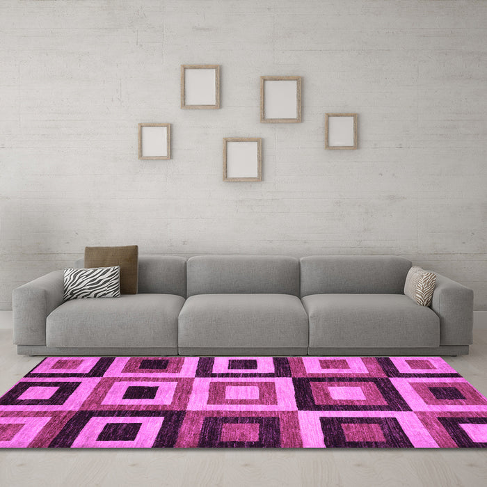 Machine Washable Abstract Purple Modern Area Rugs in a Living Room, wshabs307pur