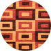 Round Abstract Orange Modern Rug, abs307org