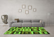 Machine Washable Abstract Green Modern Area Rugs in a Living Room,, wshabs307grn