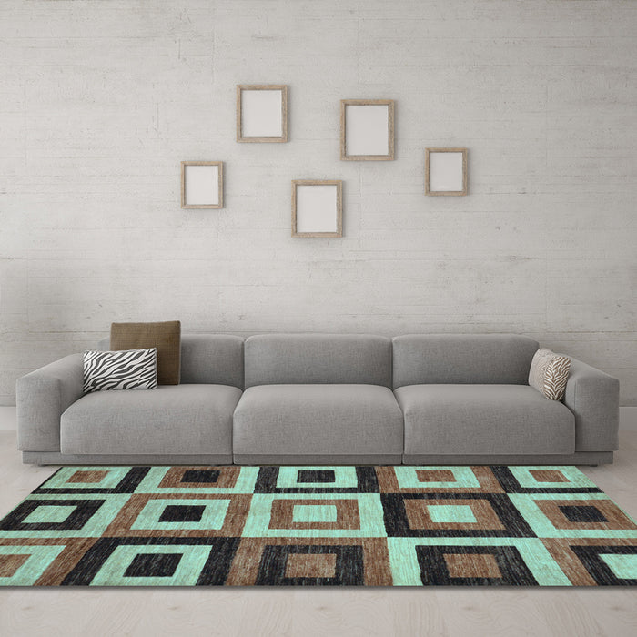 Machine Washable Abstract Light Blue Modern Rug in a Living Room, wshabs307lblu