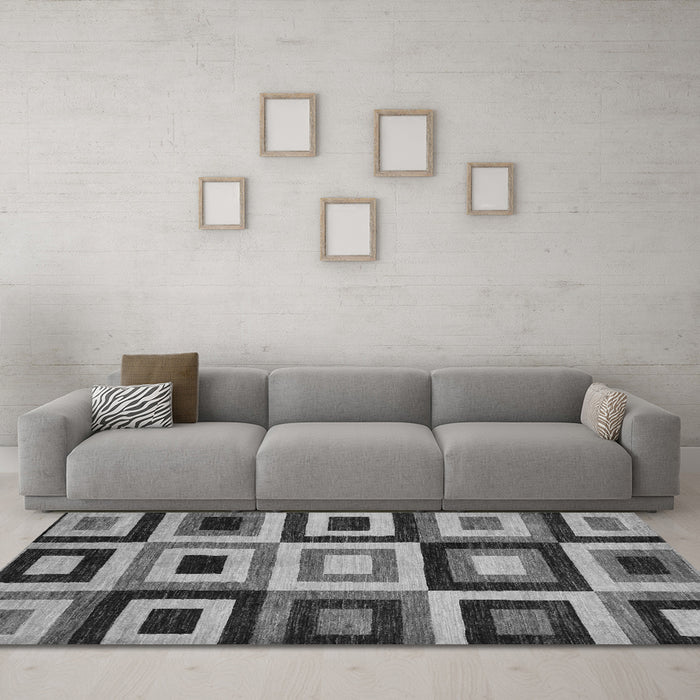 Machine Washable Abstract Gray Modern Rug in a Living Room,, wshabs307gry