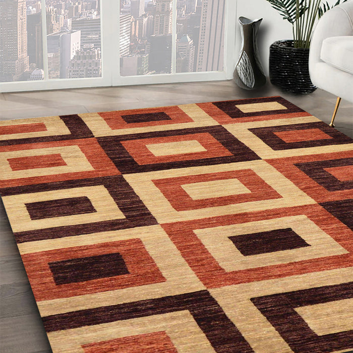 Machine Washable Abstract Tomato Red Rug in a Family Room, wshabs307