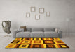 Machine Washable Abstract Yellow Modern Rug in a Living Room, wshabs307yw