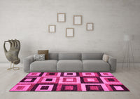 Machine Washable Abstract Pink Modern Rug, wshabs307pnk