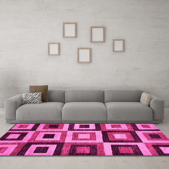 Machine Washable Abstract Pink Modern Rug in a Living Room, wshabs307pnk