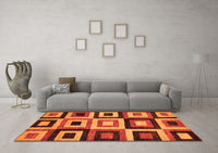 Machine Washable Abstract Orange Modern Rug, wshabs307org