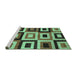 Sideview of Machine Washable Abstract Turquoise Modern Area Rugs, wshabs307turq