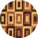 Round Abstract Brown Modern Rug, abs307brn