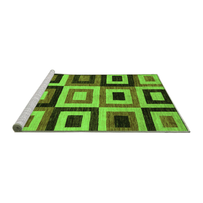 Sideview of Machine Washable Abstract Green Modern Area Rugs, wshabs307grn