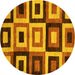 Round Abstract Yellow Modern Rug, abs307yw