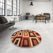 Round Machine Washable Abstract Tomato Red Rug in a Office, wshabs307