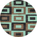 Round Abstract Light Blue Modern Rug, abs307lblu