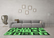 Machine Washable Abstract Emerald Green Modern Area Rugs in a Living Room,, wshabs307emgrn