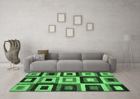 Machine Washable Abstract Emerald Green Modern Rug, wshabs307emgrn