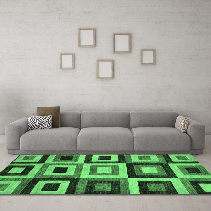 Machine Washable Abstract Emerald Green Modern Area Rugs in a Living Room,, wshabs307emgrn