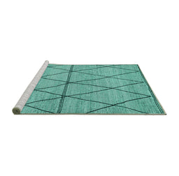 Sideview of Machine Washable Abstract Turquoise Modern Area Rugs, wshabs3080turq