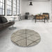 Round Abstract Tan Brown Gold Modern Rug in a Office, abs3080