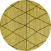 Round Abstract Yellow Modern Rug, abs3080yw