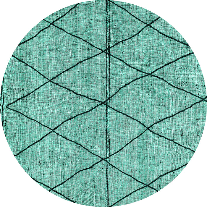 Round Abstract Turquoise Modern Rug, abs3080turq