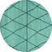 Round Abstract Turquoise Modern Rug, abs3080turq