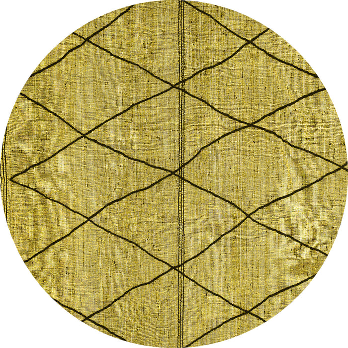 Round Machine Washable Abstract Yellow Modern Rug, wshabs3080yw