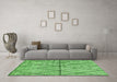 Machine Washable Abstract Green Modern Area Rugs in a Living Room,, wshabs3080grn