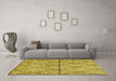 Machine Washable Abstract Yellow Modern Rug in a Living Room, wshabs3080yw