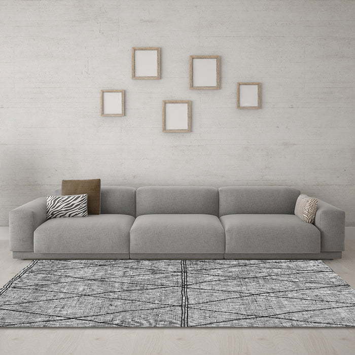 Machine Washable Abstract Gray Modern Rug in a Living Room,, wshabs3080gry
