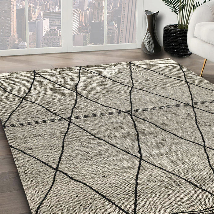 Abstract Tan Brown Gold Modern Rug in Family Room, abs3080