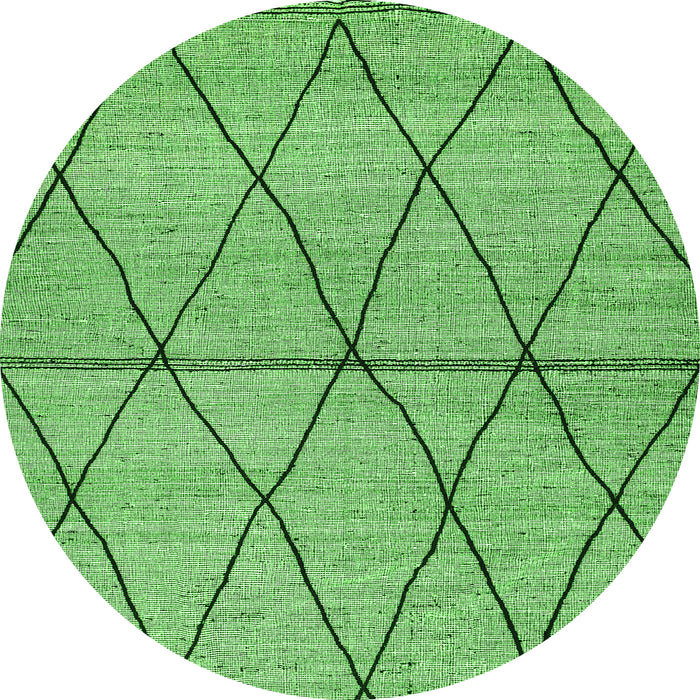 Round Machine Washable Abstract Green Modern Area Rugs, wshabs3080grn