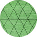 Round Machine Washable Abstract Green Modern Area Rugs, wshabs3080grn