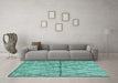 Machine Washable Abstract Turquoise Modern Area Rugs in a Living Room,, wshabs3080turq