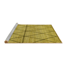 Sideview of Machine Washable Abstract Yellow Modern Rug, wshabs3080yw