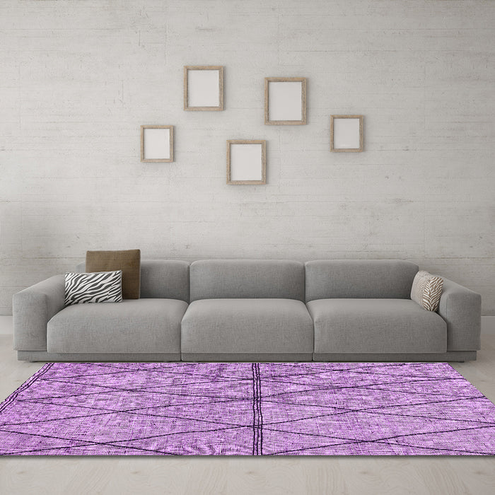 Machine Washable Abstract Purple Modern Area Rugs in a Living Room, wshabs3080pur