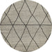 Round Abstract Tan Brown Gold Modern Rug, abs3080