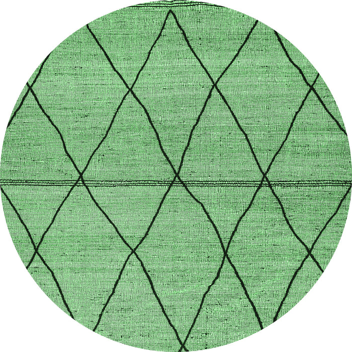 Round Abstract Emerald Green Modern Rug, abs3080emgrn