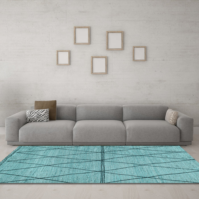 Machine Washable Abstract Light Blue Modern Rug in a Living Room, wshabs3080lblu