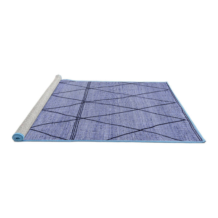 Sideview of Machine Washable Abstract Blue Modern Rug, wshabs3080blu