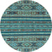 Round Abstract Light Blue Modern Rug, abs3081lblu