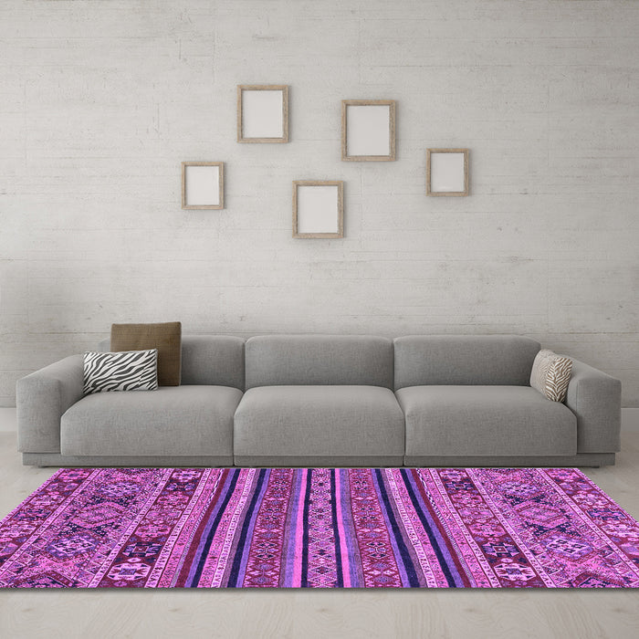 Machine Washable Abstract Purple Modern Area Rugs in a Living Room, wshabs3081pur